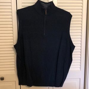 Men’s dark blue half zip sweater vest